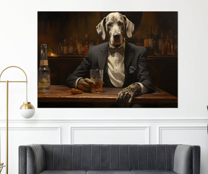 Dog In A Suit Canvas - Whiskey Wall Art | Cigar Club Decor | Politician Gift