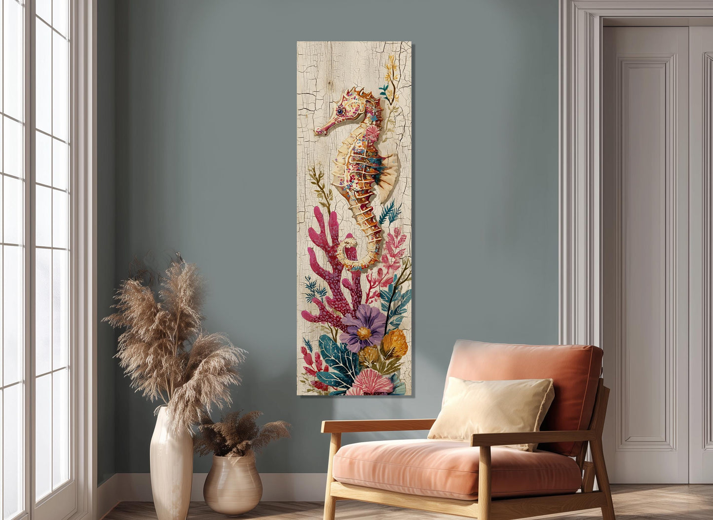 Seahorse Canvas Print – Ocean Wall Art | Framed Floating Frame Canvas, Ready to Hang