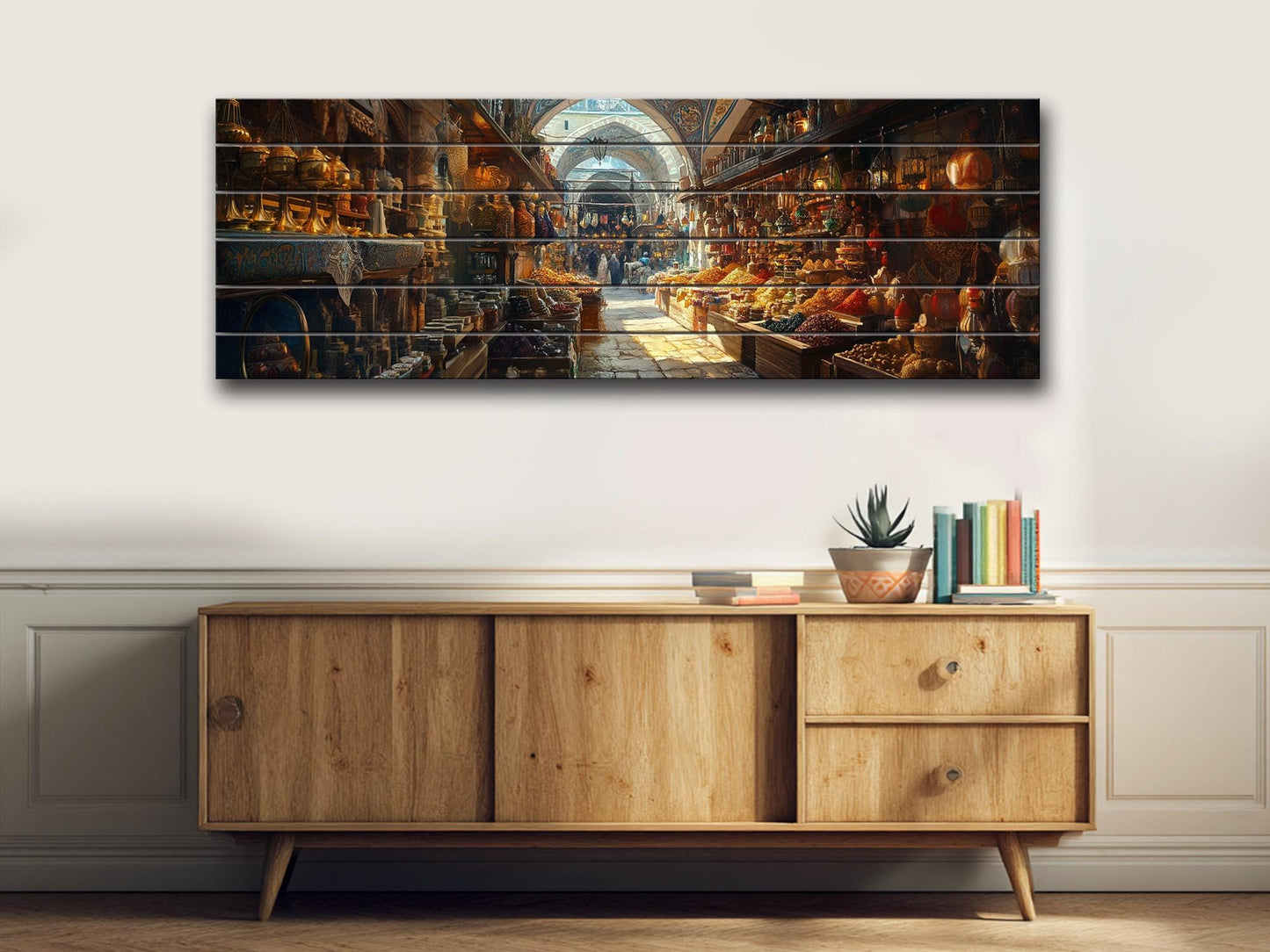 Grand Bazaar in Istanbul Painting Print On Wood - Ancient Oriental Market Decor