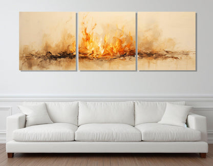 Burning Fire Canvas - Large Panoramic Wall Art | Modern Bedroom Decor, Ready to Hang