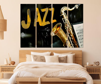 Abstract Saxophone Canvas - Jazz Wall Art | Framed Canvas Print Ready to Hang