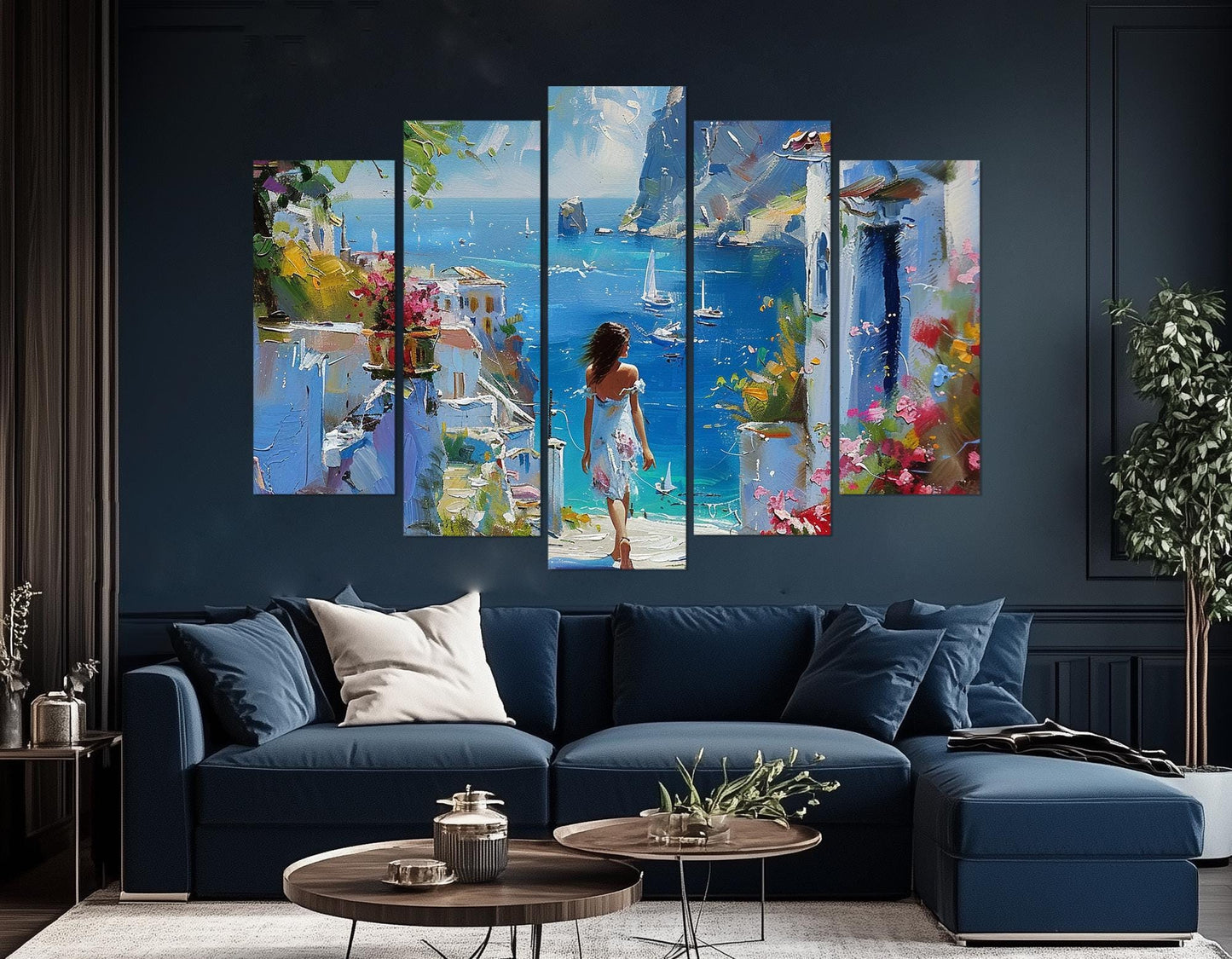 Greek Landscape Canvas - Scenic Mediterranean Wall Art | Framed Canvas Print Ready to Hang