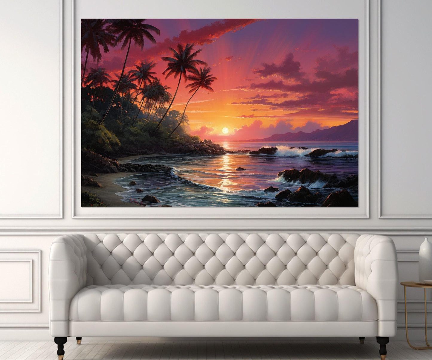 Maui Sunset Canvas Print – Framed Canvas Art | Tropical Sunset Painting, Ready to Hang