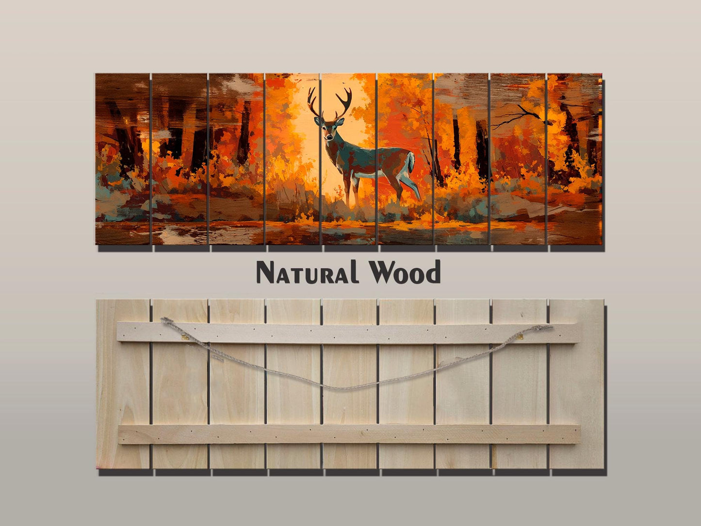 Deer Wall Art - Rustic Wood Print | Autumn Deer Print on Wood | Cabin Decor