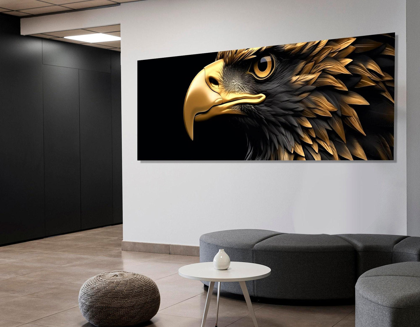 Gold Feather Eagle Canvas | Framed Canvas Art - Ready to Hang, Large Eagle Wall Art