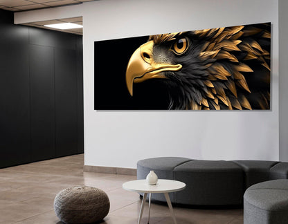 Gold Feather Eagle Canvas | Framed Canvas Art - Ready to Hang, Large Eagle Wall Art