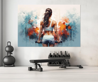 Women Workout Canvas Print - Framed Fitness Painting | Gym Wall Decor, Motivational Workout Print