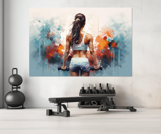 Women Workout Canvas Print - Framed Fitness Painting | Gym Wall Decor, Motivational Workout Print