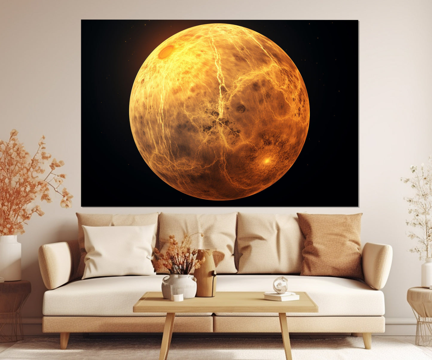 Venus Canvas Print - Abstract Pink Planet Painting | Gallery Wrapped Cotton Canvas