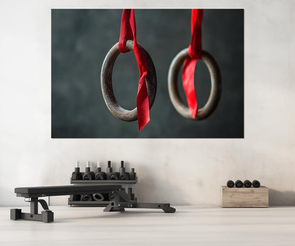 Rusty Gymnastic Rings Canvas Print, Gymnastics Gym Wall Decor, Framed and Ready to Hang