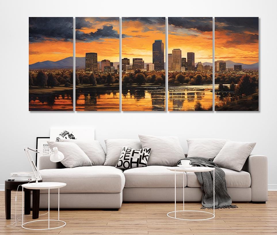 Denver Wall Art - Abstract City Painting on High Quality Canvas | Framed Gallery Wrap