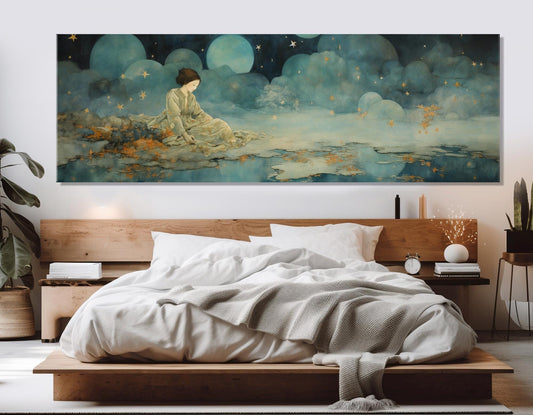 Abstract Dreaming Wall Art - Fairytale Dreamer Painting Canvas Print, Ready to Hang