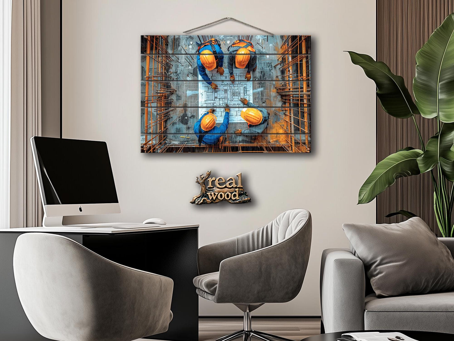 Architect Wood Wall Art – Natural Wood Wall Decor | Builder Gift Idea On Wood