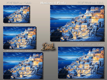 Santorini Wood Art - Abstract Santorini Painting on Wood | Greek Wall Art Decor