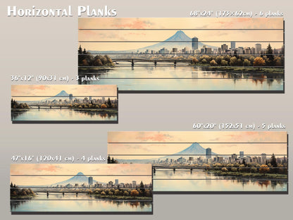 Vintage Portland Print on Natural Wood – Oregon Wall Art