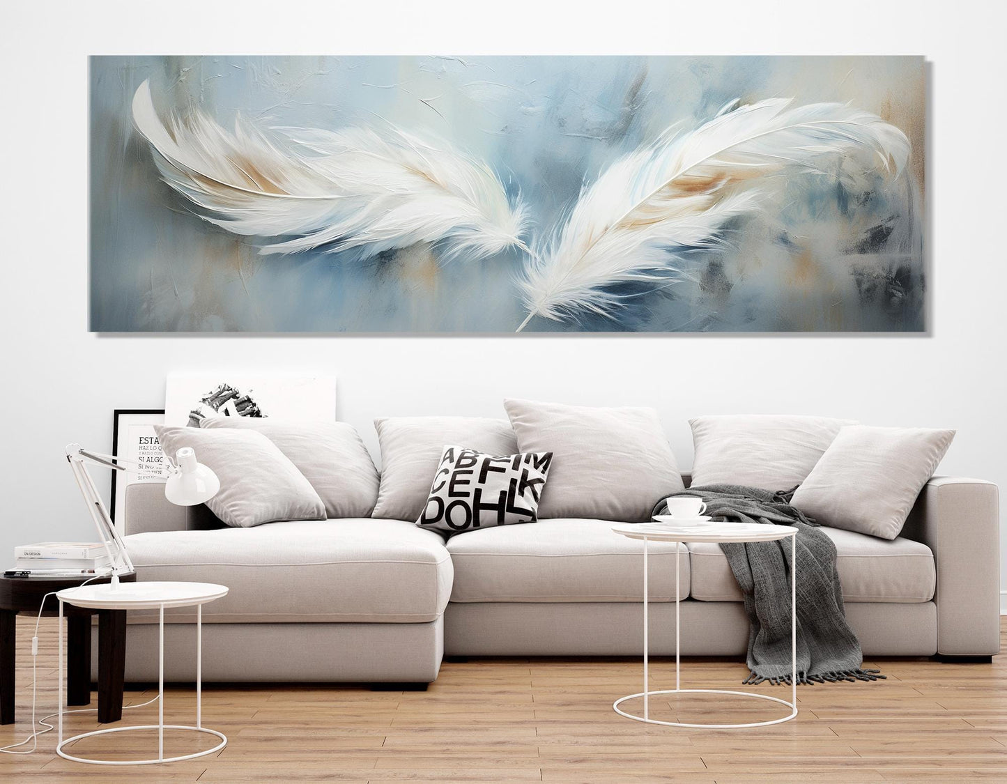 Neutral Tones Canvas Print – Minimalist Wall Art | Feather Painting Art, Ready to Hang