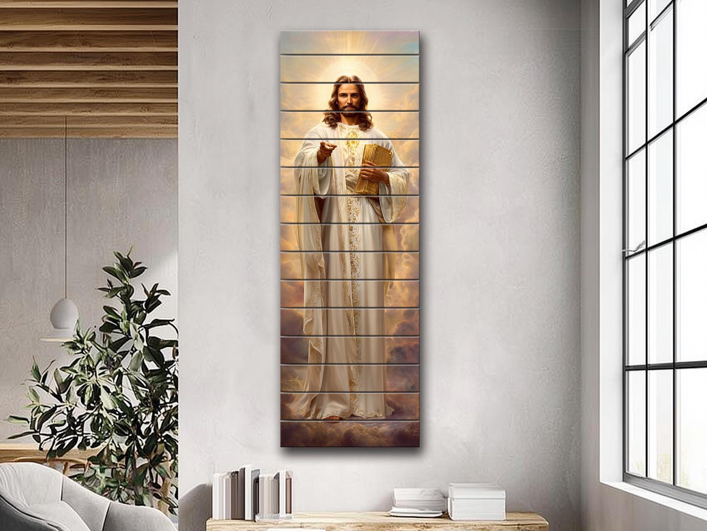 Jesus Christ Wall Art – Sacred Wood Print | Christian Wall Decor on Linden Wood