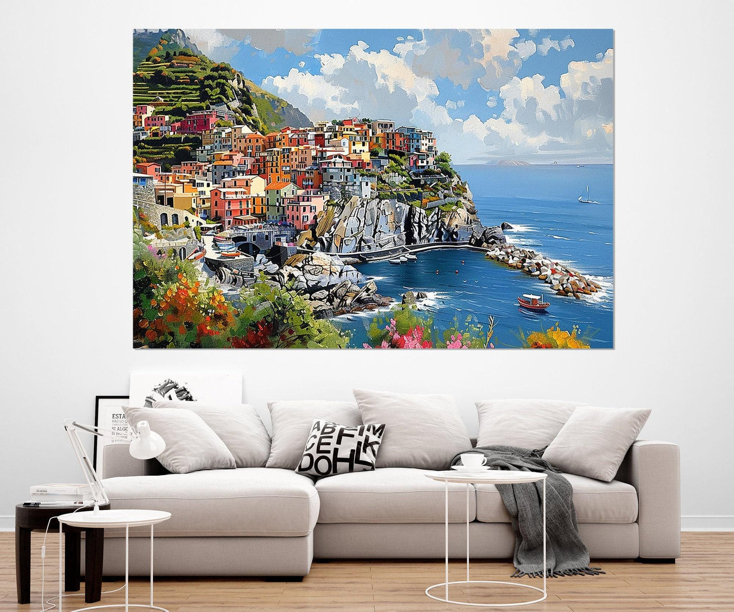 Cinque Terre Canvas Print - Manarola Painting on Gallery Wrapped Cotton Canvas, Ready to Hang