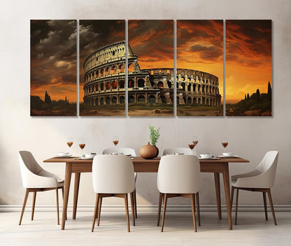 Colosseum Canvas Print – Large Rome Wall Art | Abstract Italy Wall Decor, Framed & Ready to Hang