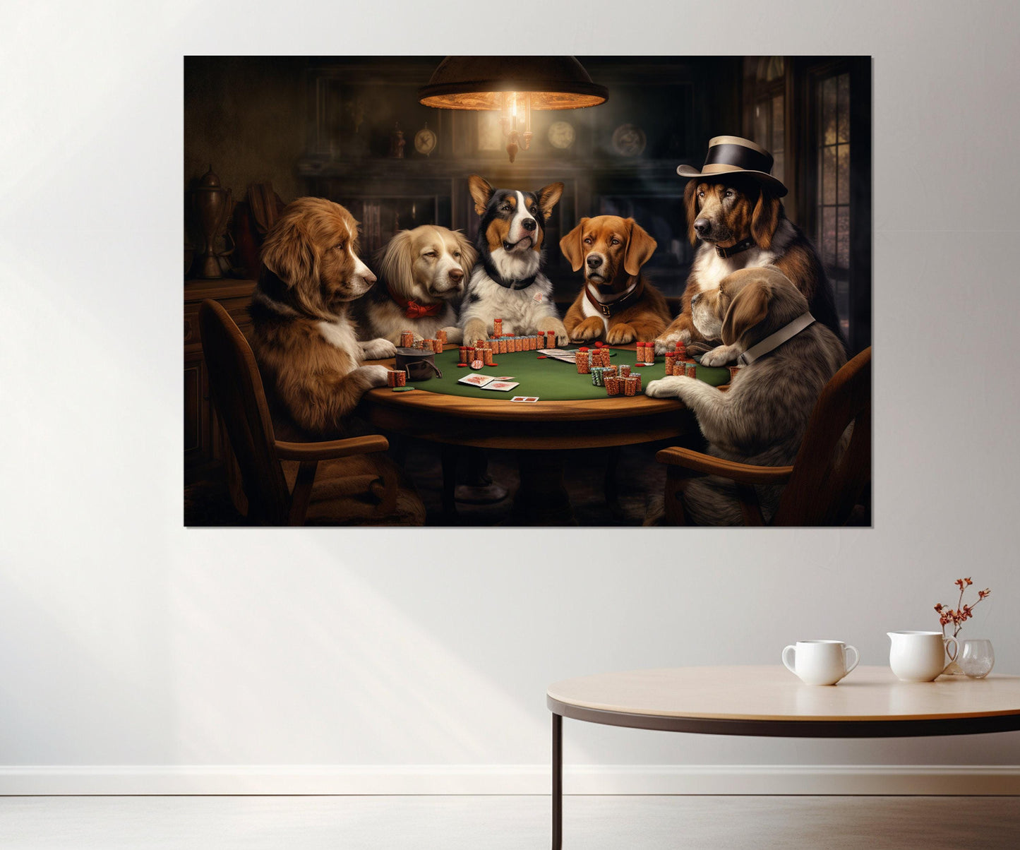 Dogs Playing Poker Canvas - Abstract Poker Wall Art | Framed & Ready to Hang
