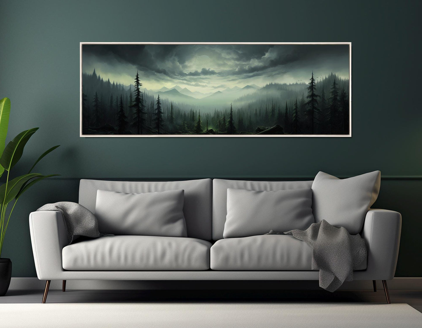 Mystical Mountain Forest Canvas - Large Framed Gallery Wrapped Canvas Print | Ready to Hang