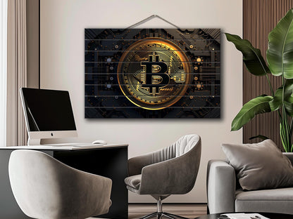 Wood Wall Art - Bitcoin Print on Wood, Crypto Wall Art, Trading Wall Art, Crypto Trader Gift, Crypto Office Wall Decor, Crypto Investor Gift