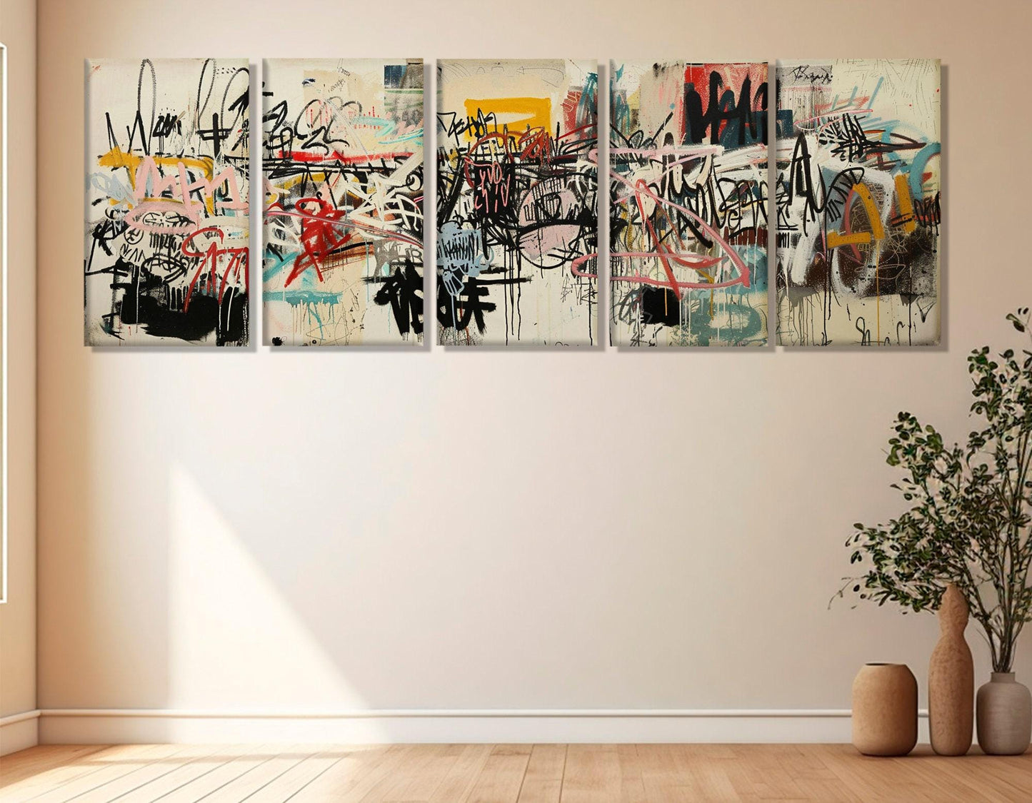 Abstract Graffiti Canvas Art – Large Vibrant Street Art on Cotton Canvas Print
