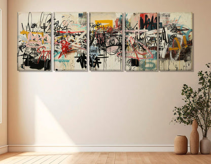 Abstract Graffiti Canvas Art – Large Vibrant Street Art on Cotton Canvas Print