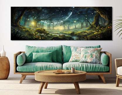 Fantasy Forest Canvas Print – Fireflies Wall Art | Gallery Wrapped Cotton Canvas