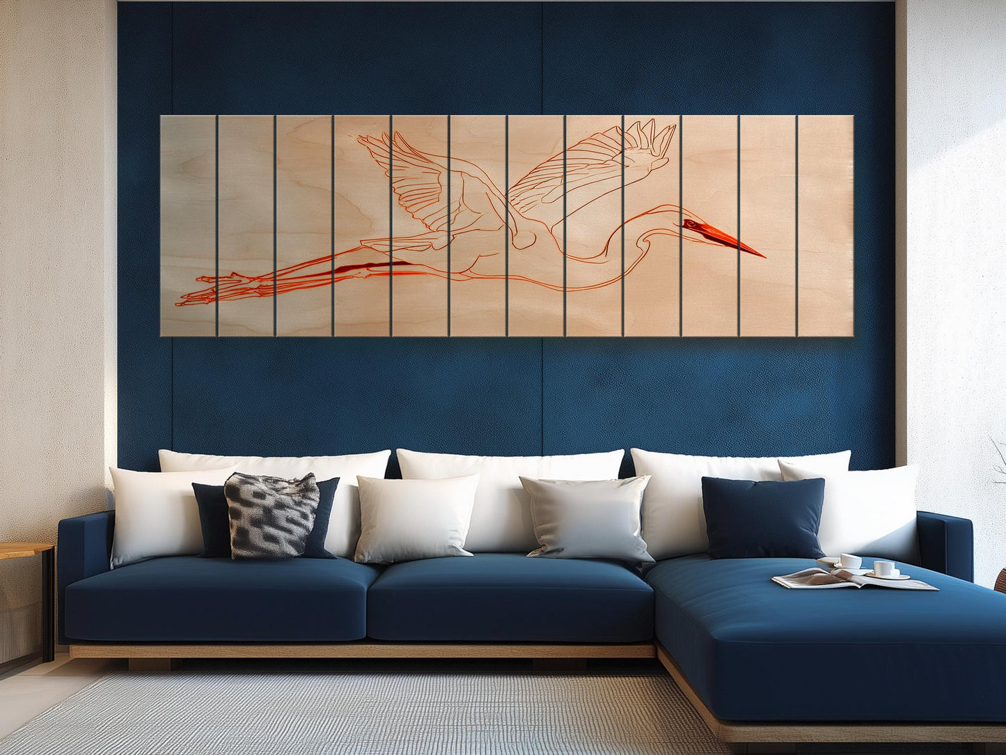 Heron Print Wood - Minimalist Bird Wall Art | Coastal Home Decor