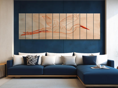Heron Print Wood - Minimalist Bird Wall Art | Coastal Home Decor