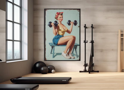 Vintage Fitness Canvas Print – Retro Gym Wall Art with Cotton Canvas