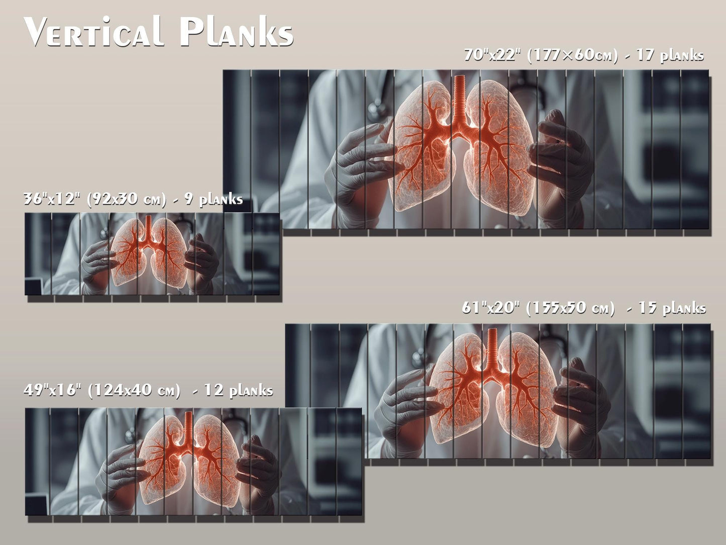 Human Lungs Print On Natural Wood - Pulmonologist Wall Art