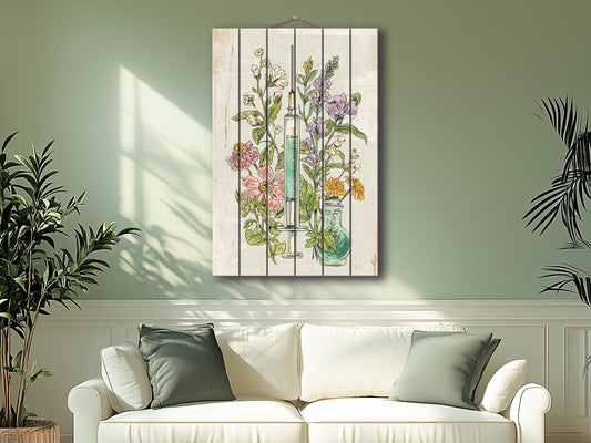 Rustic Wood Wall Art – Vintage Medical Decor | Farmhouse Apothecary Style Print