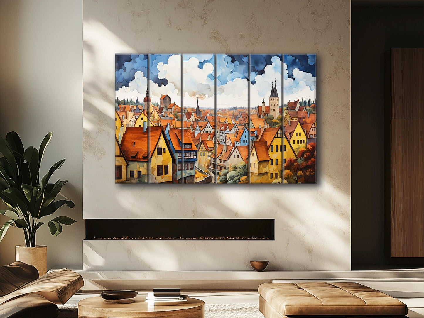 Rothenburg Wood Art | Fade Resistant Wall Art on Natural Wood Planks – Ready to Hang