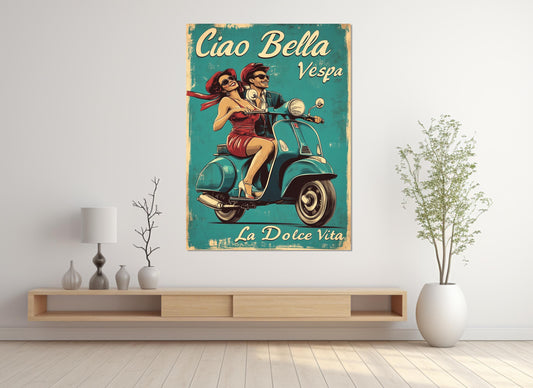 Vintage Italian Poster – Framed Canvas Print | Retro Italy Canvas Wall Art