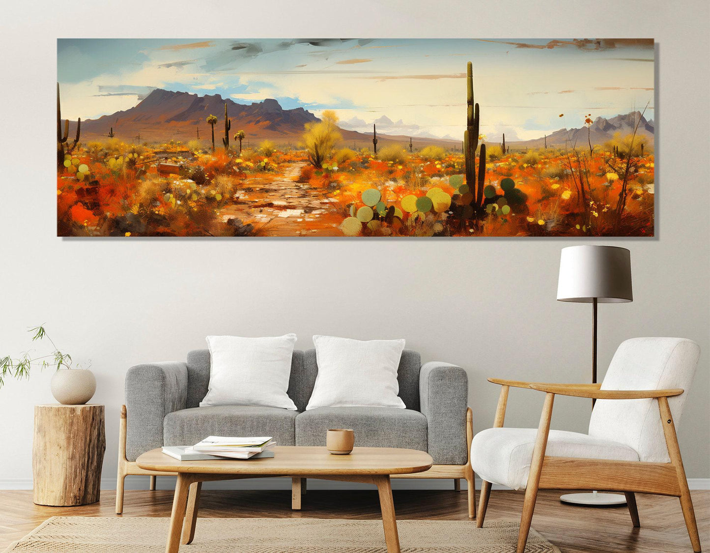 Arizona Desert Canvas | Sonoran Desert Art - Framed Cactus Wall Hanging Ready to Hang