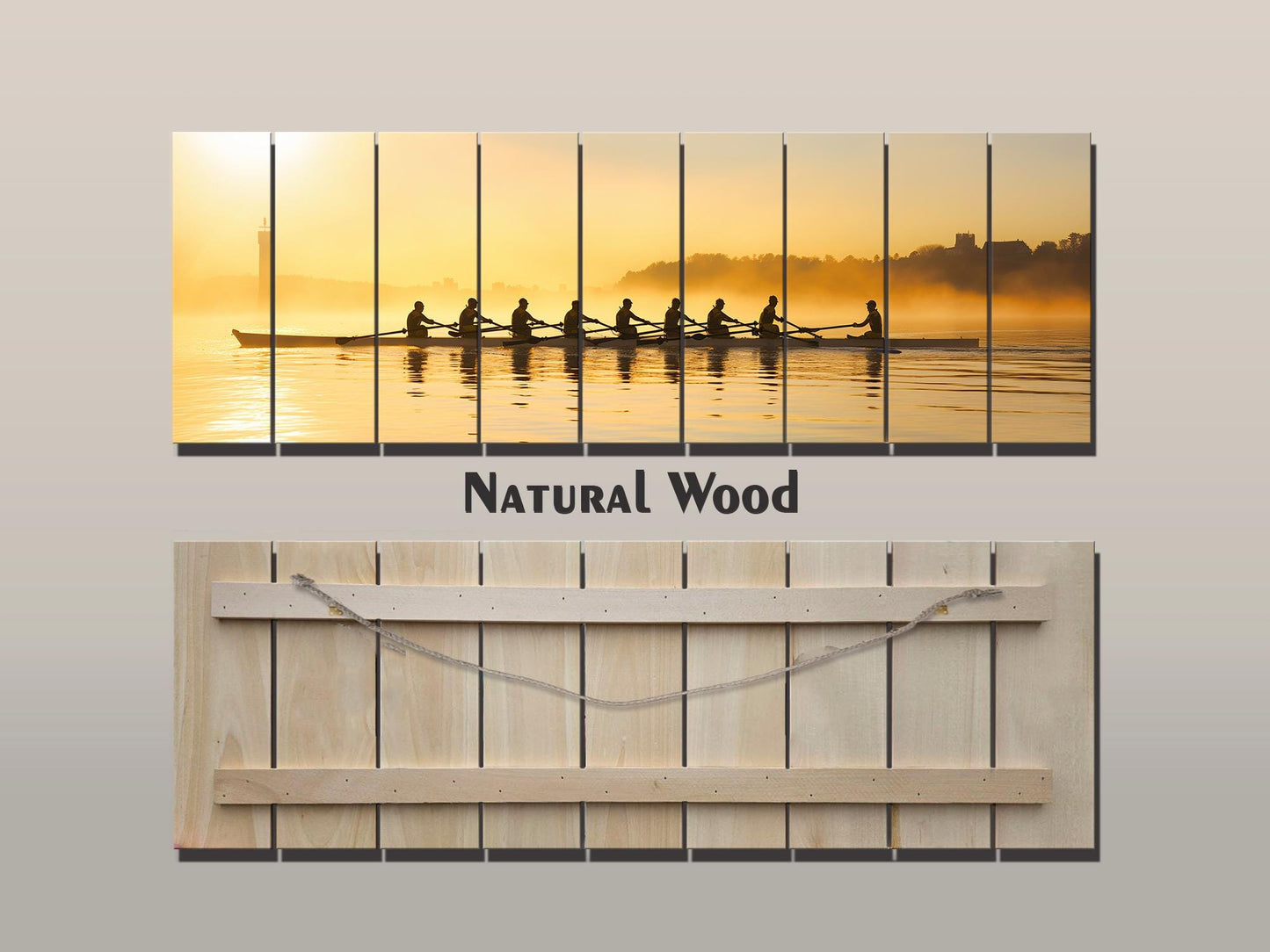 Rowing Wood Wall Art – Natural Wood Print Boating Art | Unique Rower Gift