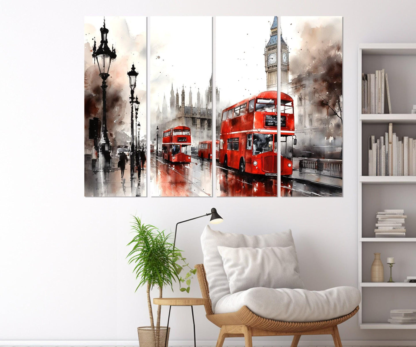 London Bus Canvas Print – Black and White London Wall Art | Framed, Ready to Hang