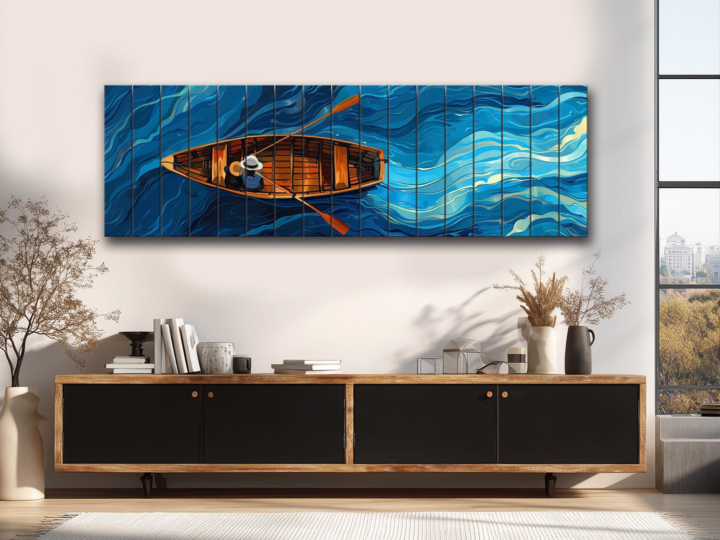 Wood Wall Art - Colorful Couple Print on Natural Wood Planks | Ready to Hang