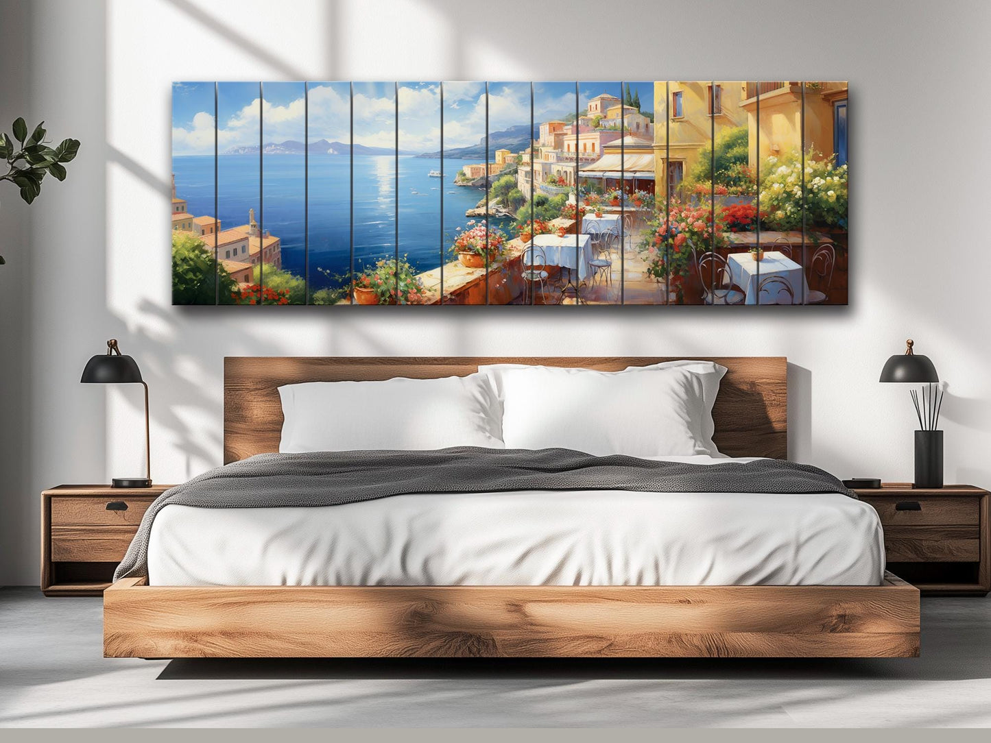 Italy Coast Painting – Scenic Italian Landscape Wood Wall Art | Rustic Coastal Decor