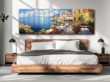 Italy Coast Painting – Scenic Italian Landscape Wood Wall Art | Rustic Coastal Decor