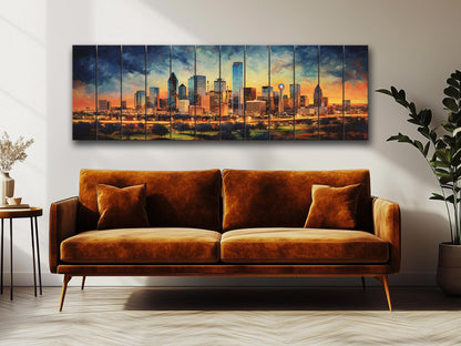 Dallas Wood Wall Art – Rustic Dallas Skyline Art | Abstract Wood Painting Decor