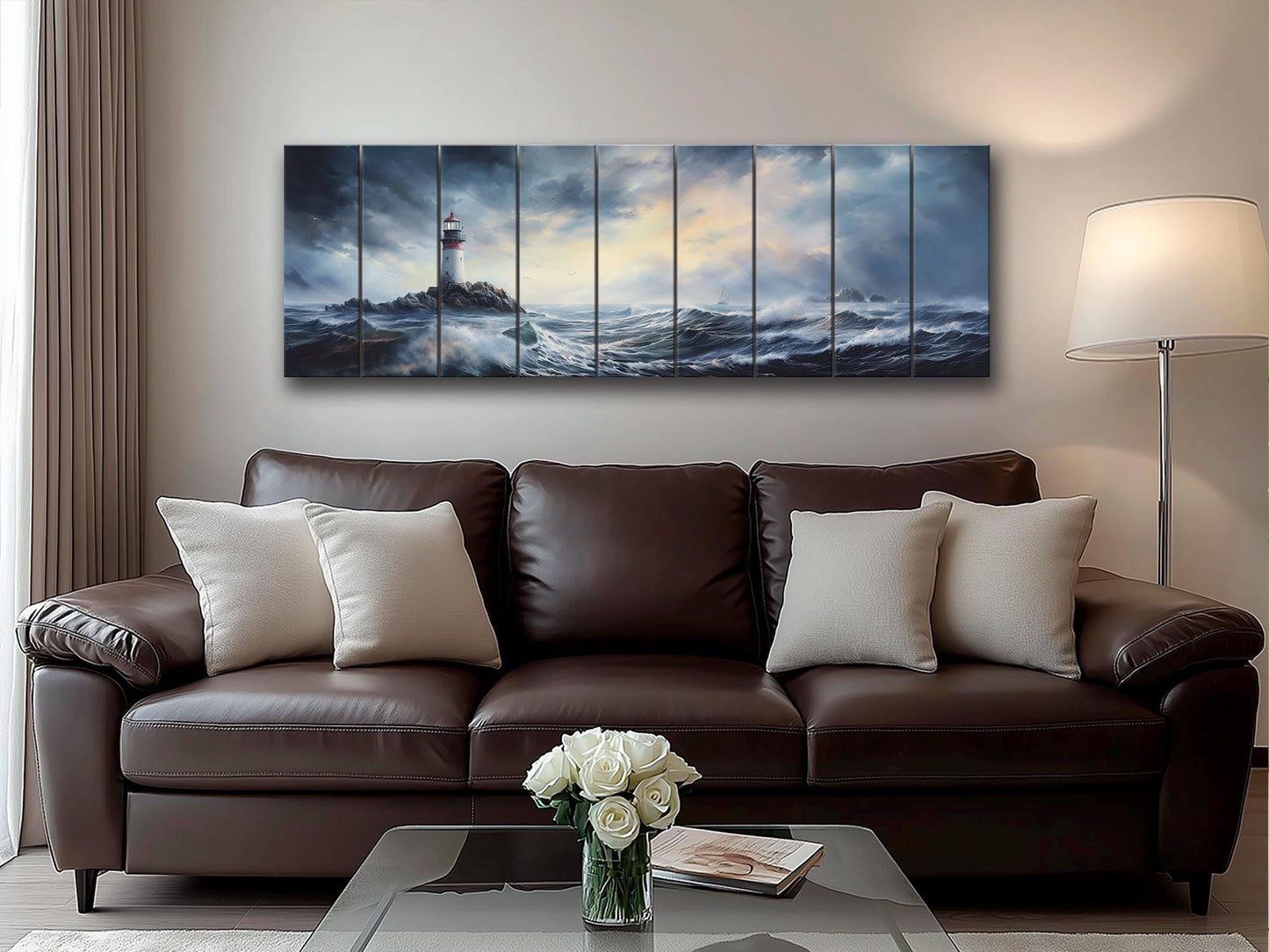 Nautical Wood Wall Art – Scenic Lighthouse Print on Wood | Coastal Home Decor