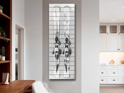 Minimalist Ski Print on Wood, Modern Skiing Wall Decor