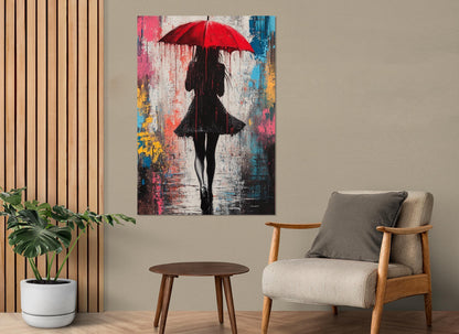 Graffiti Canvas Print - Girl With Umbrella Art, Ready to Hang Cotton Canvas