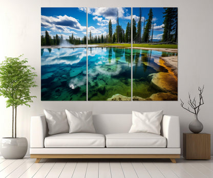 Yellowstone Lake Painting – National Park Canvas Print | Framed & Ready to Hang Art