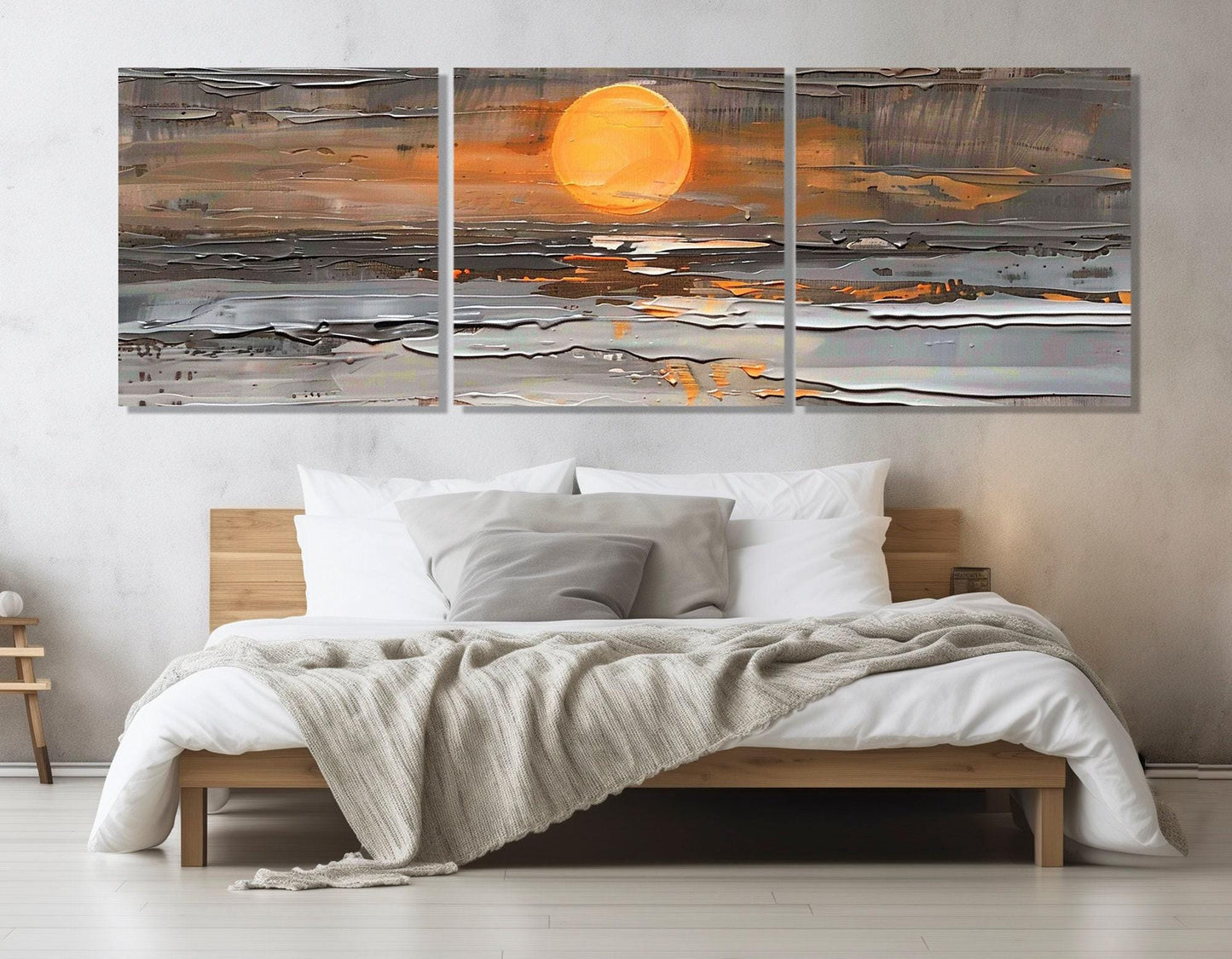 Sunset Ocean Canvas - Abstract Wall Art | Framed Canvas Print, Ready to Hang