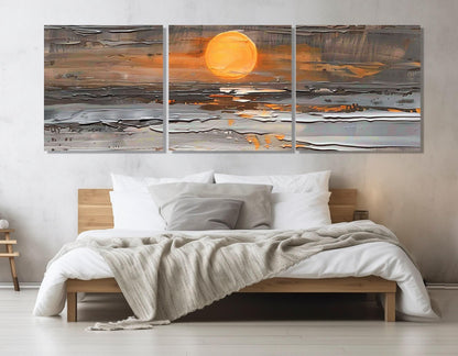 Sunset Ocean Canvas - Abstract Wall Art | Framed Canvas Print, Ready to Hang
