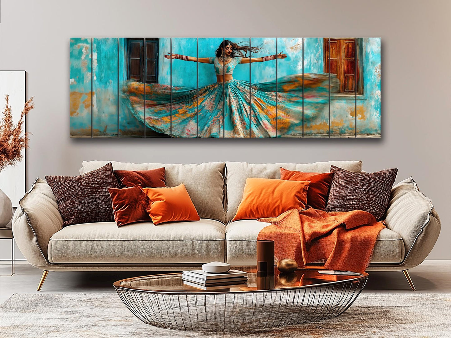 Beautiful Indian Woman Dancing Print on Wood - Rajasthan Wall Decor